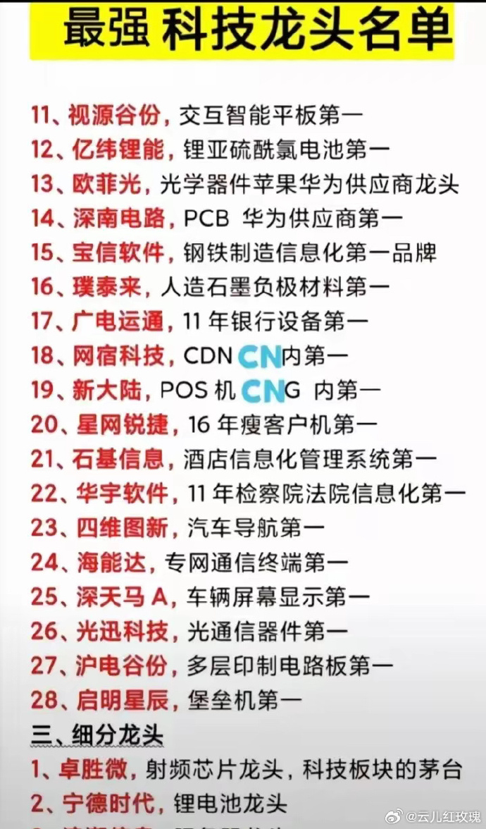 科技龙头股排名前十名：2024最新榜单与投资价值全解析-第2张图片-金科赋能录